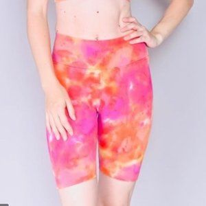 Avocado Tie Dye Orange Pink Bike Shorts M/L
